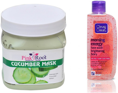 Pink Root CUCUMBER MASK 500ML WITH CLEAN & CLEAR BRIGHTENING BERRY FACE WASH(Set of 2)
Pink Root CUCUMBER MASK 500ML WITH CLEAN & CLEAR BRIGHTENING BERRY FACE WASH(Set of 2)