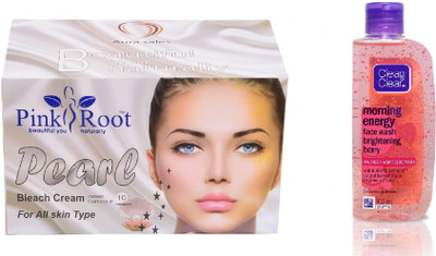 Pink Root PEARL BLEACH 250G WITH CLEAN & CLEAR BRIGHTENING BERRY FACE WASH(Set of 2)