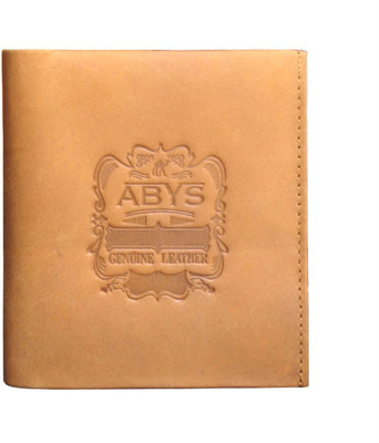 ABYS Men Casual Khaki Genuine Leather Wallet(10 Card Slots), Tan