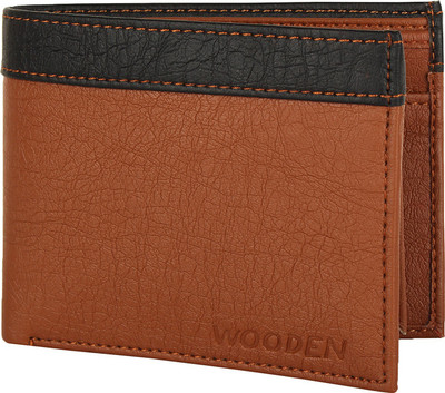 Wooden Men Tan Genuine Leather Card Holder(9 Card Slots)