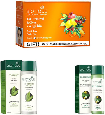 BIOTIQUE BIO Morning Nectar Flawless Skin Moisturizer, Cucumber Pore Tightening Toner, anti-tan facial kit(Set of 3)
BIOTIQUE BIO Morning Nectar Flawless Skin Moisturizer, Cucumber Pore Tightening Toner, anti-tan facial kit(Set of 3)