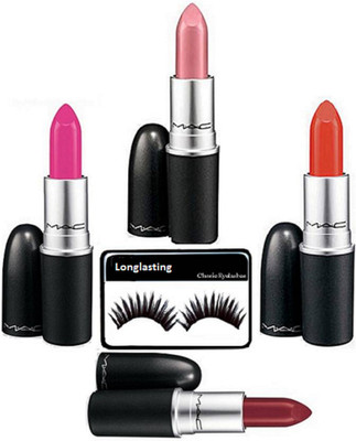 Longlasting Eyelashes, Mac Long Lasting Matte Finish Lipstick Set Of 4(Set of 5)