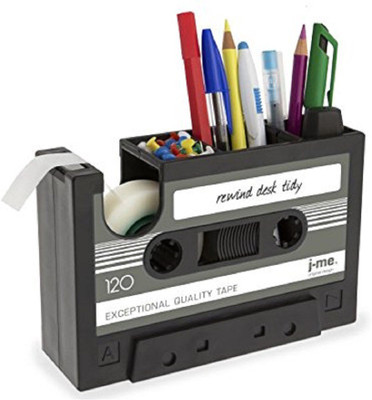 PackNBuy 4 Compartments Plastic Stand Tape Dispenser Set(Grey)