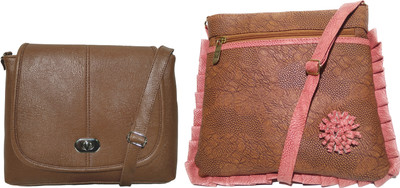 AZED Collections Girls Casual Brown, Tan Rexine Sling Bag