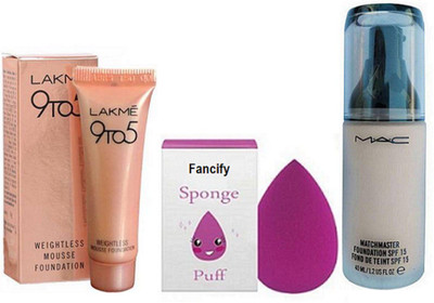 fancify Sponge puff & Match Master SPF15 Make-Up Foundation and lakme weightless mousse foundation(Set of 3)
fancify Sponge puff & Match Master SPF15 Make-Up Foundation and lakme weightless mousse foundation(Set of 3)