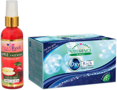 Pink Root APPLE FACE WASH 100ML WITH NATURENCE OXY RICH BLEACH 230G(Set of 2)