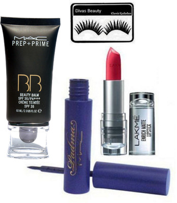 divas beauty Eyelashes With Mac Padma Liquid Eyeliner, Prep+Prime BB BEauty Balm Cream Foundation & enrich Matte Finish Long Lasting Lipstick(Set of 4)
divas beauty Eyelashes With Mac Padma Liquid Eyeliner, Prep+Prime BB BEauty Balm Cream Foundation & enrich Matte Finish Long Lasting Lipstick(Set of 4)