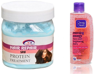 Pink Root HAIR SPA CREAM 500ML WITH CLEAN & CLEAR BRIGHTENING BERRY FACE WASH(Set of 2)
Pink Root HAIR SPA CREAM 500ML WITH CLEAN & CLEAR BRIGHTENING BERRY FACE WASH(Set of 2)