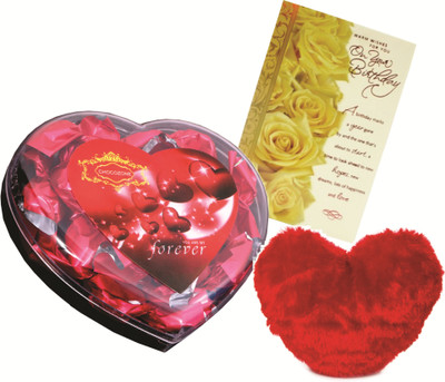 Skylofts Chocolate Valentine's Heart Box with a cute heart soft toy & a birthday card Combo(130gms)
Skylofts Chocolate Valentine's Heart Box with a cute heart soft toy & a birthday card Combo(130gms)