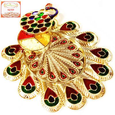 Ghasitaram Gifts BhaiDooj -Golden Peacock Pooja Thali with 200 gms of Kaju katli Combo(2)
Ghasitaram Gifts BhaiDooj -Golden Peacock Pooja Thali with 200 gms of Kaju katli Combo(2)