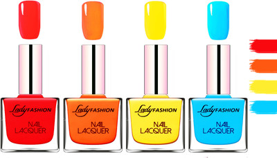 Lady Fashion Extra Shine Extra Long Stay Chip Resistant Nail Polish Juicy Red,Juicy Orange,Yellow,Sky Blue(Pack of 4)
Lady Fashion Extra Shine Extra Long Stay Chip Resistant Nail Polish Juicy Red,Juicy Orange,Yellow,Sky Blue(Pack of 4)