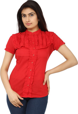 TeeMoods Women's Solid Casual Red Shirt
