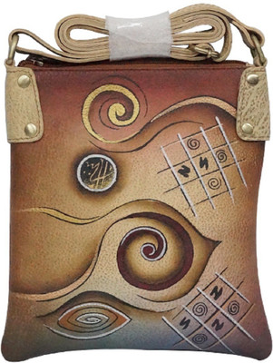 AVES Fashion Women Casual Brown Genuine Leather Sling Bag