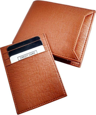 Quetzal Men Casual Tan Genuine Leather Wallet(7 Card Slots)