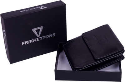 FRIKKETTONS Men Black Genuine Leather Card Holder(7 Card Slots)