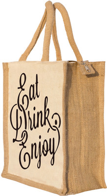 Nisol Eat Drink Enjoy Waterproof Lunch Bag(Beige, 12 inch)