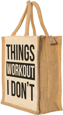 Nisol Things Workout I Don’t Waterproof Lunch Bag(Beige, 12 inch)