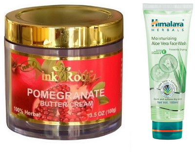 Pink Root POMEGRANATE BUTTER CREAM 100G WITH HIMALAYA ALOE VERA FACE WASH(Set of 2)
Pink Root POMEGRANATE BUTTER CREAM 100G WITH HIMALAYA ALOE VERA FACE WASH(Set of 2)