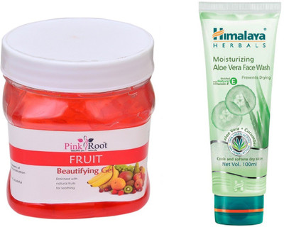 Pink Root FRUIT GEL 500ML WITH HIMALAYA ALOE VERA FACE WASH(Set of 2)