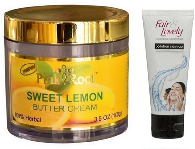 Pink Root SWEET LEMON CREAM 100G WITH FAIR & LOVELY POLLUTION CLEAN-UP FACE WASH(Set of 2)
Pink Root SWEET LEMON CREAM 100G WITH FAIR & LOVELY POLLUTION CLEAN-UP FACE WASH(Set of 2)