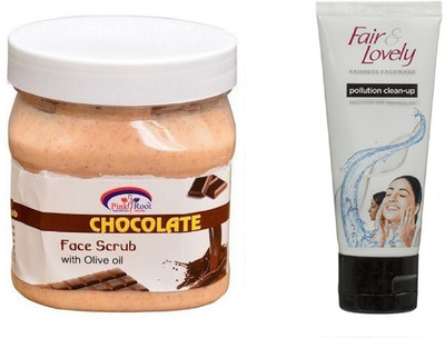 Pink Root CHOCOLATE SCRUB 500ML WITH FAIR & LOVELY POLLUTION CLEAN-UP FACE WASH(Set of 2)
Pink Root CHOCOLATE SCRUB 500ML WITH FAIR & LOVELY POLLUTION CLEAN-UP FACE WASH(Set of 2)