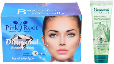 Pink Root DIAMOND BLEACH 250G WITH HIMALAYA ALOE VERA FACE WASH(Set of 2)