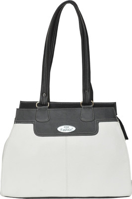 FD Fashion Soft Shoulder Bag(White, Black), Black;white