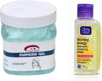 Pink Root DIAMOND GEL 500ML WITH CLEAN & CLEAR LEMON FACE WASH(Set of 2)