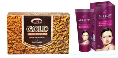 Pink Root GOLD KIT 83G WITH MEGLOW WOMEN FAIRNESS CREAM(Set of 2)