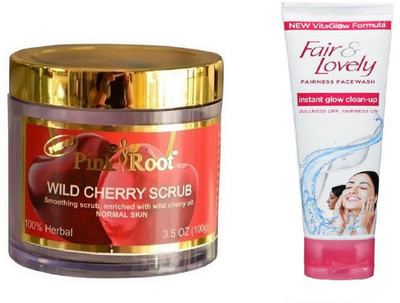 Pink Root WILD CHERRY SCRUB 100G WITH FAIR & LOVELY INSTANT GLOW CLEAN-UP FACE WASH(Set of 2)
Pink Root WILD CHERRY SCRUB 100G WITH FAIR & LOVELY INSTANT GLOW CLEAN-UP FACE WASH(Set of 2)