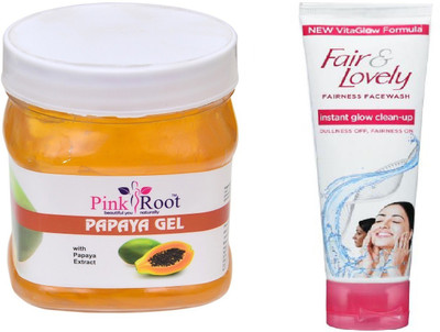 Pink Root PAPAYA GEL 500ML WITH FAIR & LOVELY INSTANT GLOW CLEAN-UP FACE WASH(Set of 2)
Pink Root PAPAYA GEL 500ML WITH FAIR & LOVELY INSTANT GLOW CLEAN-UP FACE WASH(Set of 2)