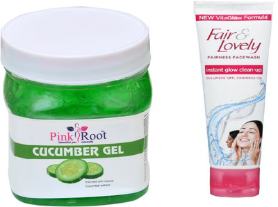 Pink Root CUCUMBER GEL 500ML WITH FAIR & LOVELY INSTANT GLOW CLEAN-UP FACE WASH(Set of 2)
Pink Root CUCUMBER GEL 500ML WITH FAIR & LOVELY INSTANT GLOW CLEAN-UP FACE WASH(Set of 2)