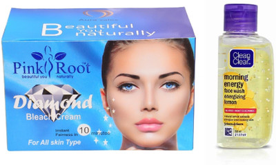 Pink Root DIAMOND BLEACH 250G WITH CLEAN & CLEAR LEMON FACE WASH(Set of 2)