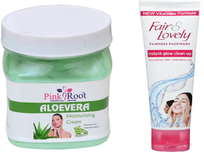 Pink Root ALOEVERA CREAM 500ML WITH FAIR & LOVELY INSTANT GLOW CLEAN-UP FACE WASH(Set of 2)
Pink Root ALOEVERA CREAM 500ML WITH FAIR & LOVELY INSTANT GLOW CLEAN-UP FACE WASH(Set of 2)
