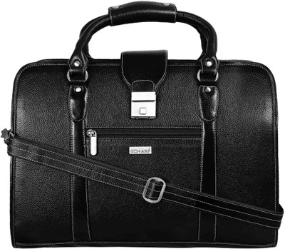 Scharf Genuine Leather Shoulder Carrycase Portfolio Bag Messenger Bag(Black, 16 L)
