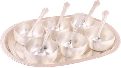 Shreeng Silver Plated 3.5" Met Finish Bowl Set With oval Tray 13 Pcs. Stainless Steel Decorative Platter(Silver, Pack of 13)
Shreeng Silver Plated 3.5" Met Finish Bowl Set With oval Tray 13 Pcs. Stainless Steel Decorative Platter(Silver, Pack of 13)
