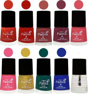 FABIA Matte Nail Polish Combo/Multicolor Nail Polish/Mix Color/Combo Color Set of 10pcs(6ml each) 110202120 Orange-Reddish Red-Dark Peach-Plum-Punch Pink-Shock Pink Light-Mattis gold-Pine Green-Shock Blue Dark-Top Coat(Pack of 10)
FABIA Matte Nail Polish Combo/Multicolor Nail Polish/Mix Color/Combo Color Set of 10pcs(6ml each) 110202120 Orange-Reddish Red-Dark Peach-Plum-Punch Pink-Shock Pink Light-Mattis gold-Pine Green-Shock Blue Dark-Top Coat(Pack of 10)