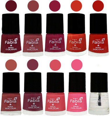FABIA Matte Nail Polish Combo/Multicolor Nail Polish/Mix Color/Combo Color Set of 10pcs(6ml each) 110202108 Maroon-Dark Nude-Pure Wine-Orange-Reddish Red-Dark Peach-Plum-Punch Pink-Shock Pink Light-Top Coat(Pack of 10)
FABIA Matte Nail Polish Combo/Multicolor Nail Polish/Mix Color/Combo Color Set of 10pcs(6ml each) 110202108 Maroon-Dark Nude-Pure Wine-Orange-Reddish Red-Dark Peach-Plum-Punch Pink-Shock Pink Light-Top Coat(Pack of 10)