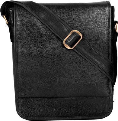 Scharf Men Formal Black Genuine Leather Sling Bag