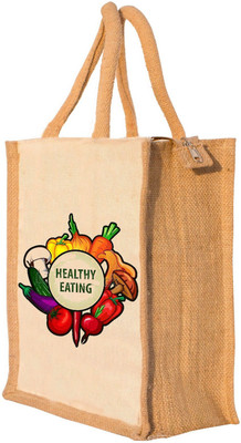Nisol® Healthy Eating Waterproof Lunch Bag(Beige, 12 inch)