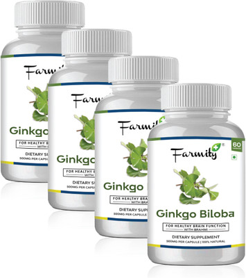 Farmity Ginkgo Biloba with Brahmi for Healthy Brain Functions - 500mg Pack of 4(240 No)
Farmity Ginkgo Biloba with Brahmi for Healthy Brain Functions - 500mg Pack of 4(240 No)