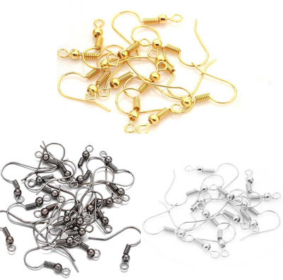 mrithi 120 pcs - Earring making hook - 40 Silver - 40 Golden - 40 Gun metal