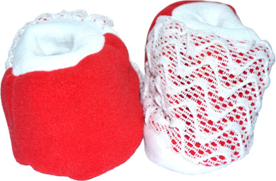 Pin to Pen Baby Bootie Lacy Doremon - Red Booties(Toe to Heel Length - 14 cm Red)