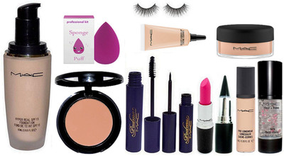 professional kit Mac Hyper Real SPF 15 Foundation & Sponge Puff & Mac Face Compact & Padma Mascara & Eyeliner & Eyelashes & Mac Lipstick & Pro Longwear Concealer & Select Cover-up & Stick Kaj & Primer & Loose Powder(Set of 12)
professional kit Mac Hyper Real SPF 15 Foundation & Sponge Puff & Mac Face Compact & Padma Mascara & Eyeliner & Eyelashes & Mac Lipstick & Pro Longwear Concealer & Select Cover-up & Stick Kaj & Primer & Loose Powder(Set of 12)