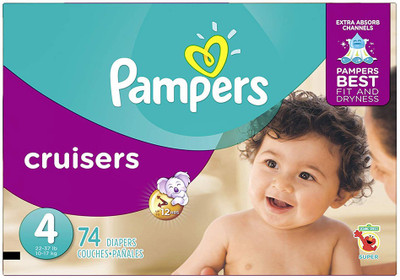 Pampers Cruisers Disposable Diapers Size 4, 74 Count, SUPER - M(74 Pieces)