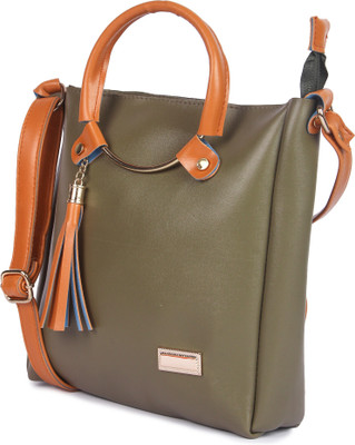Yours Luggage Women Casual Green Cotton, PU Sling Bag