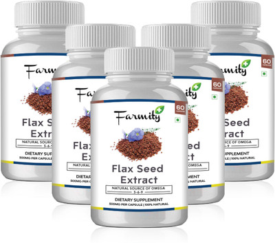 Farmity Flaxseed Extract (Natural Source of Omega 3-6-9) 500mg Pack of 5(300 No)
Farmity Flaxseed Extract (Natural Source of Omega 3-6-9) 500mg Pack of 5(300 No)