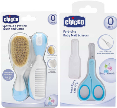 Chicco Brush And Comb and Nail Scissor Set (Blue)(Blue)