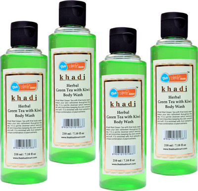 Khadi Mart Green Tea Kiwi Body Wash - (Pack of 4) - 840 mL(840 ml, Pack of 4)