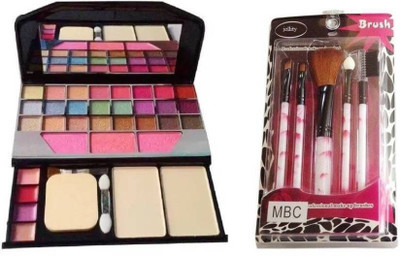 jollity Make Up Brush Set Of And TYA 6155 Eye Shadow of 24 Colors(Set of 2)